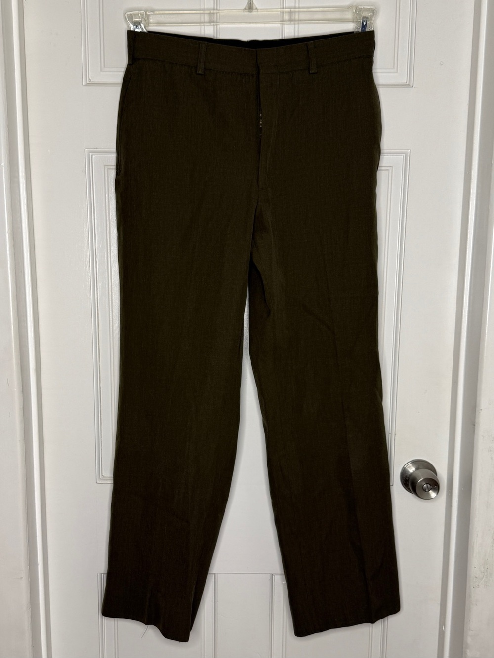 Men's Dark Olive Dress Pants - Baggy Straight Fit
